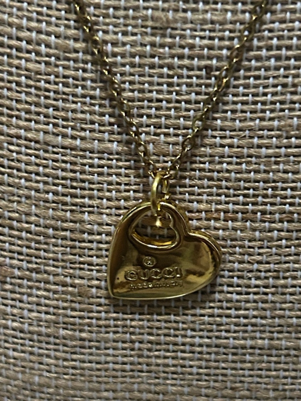 Gold Heart Pendant Necklace - Polished Gold Tone